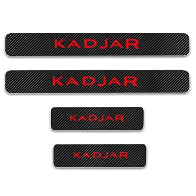 Image of EAGLEG 4 pcs Car Door Sill Protector Strips for Ren Ault KADJAR, Carbon Fiber Threshold Stickers Kick Plates Trim Film Auto Body Styling Accessory,Red