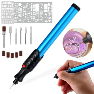 Image of The Original Easy Etcher Includes 10 Stencils Portable Precision Engraving Pen DIY Tool Electric Engraver Etching Craft Scribe Jewelry, Metal, Glass, Leather, Wood Carving Tools