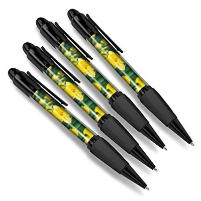 Image of Destination Vinyl Ltd 4 x Matching Ballpoint Pens Daffodil Flower Field Easter #14350