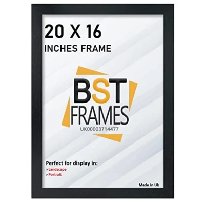 Image of Bargain Shop Az BLACK WOODEN EFFECT PICTURE PHOTO FRAMES (20&quot; x 16&quot; (508mm 406.4mm), Black)
