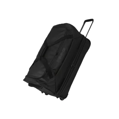 Image of travelite Basics Trolley Travel Bag with Wheels Made of Water Repellent Material, Soft Luggage, Roll Expansion Pleat, 70 cm, 98 119 litres, Black, Rollenreisetasche Wheeled