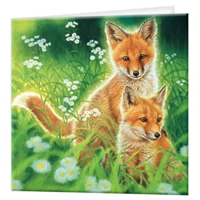 Image of 3D LiveLife Greeting Card Spring Foxes from Deluxebase. Lenticular Blank Cards with Envelopes. Cute Fox All Occasion featuring Original Artwork by Beth Hoselton.