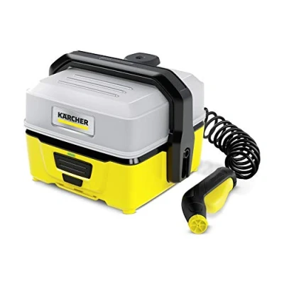 Image of Kärcher OC 3 Mobile Pressure Washer, Portable Cleaner for Applications, Removable Water Tank 4L, Lithium Ion Battery, Battery Life 15 min, Spiral Hose 2.8 m