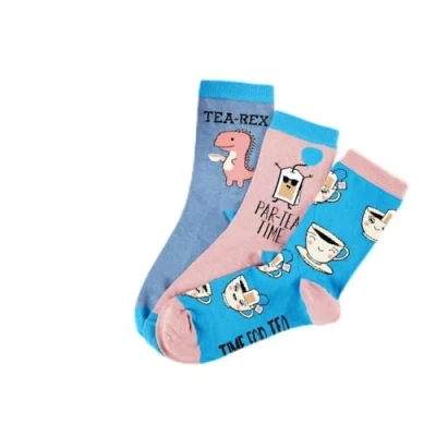 Image of Urban Eccentric Unisex Tea Socks Gift Set 3 Pairs Cotton Rich Premium Novelty Gifts