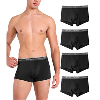 Image of DAVID ARCHY Men&#039;s Boxers Bamboo Trunks Underwear Ultra Soft and Breathable Boxer Shorts Multipack 4 Pack