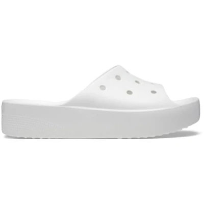 Image of Crocs Classic Platform Slide Mules, Women&#039;s, Size: 4, White Synthetics