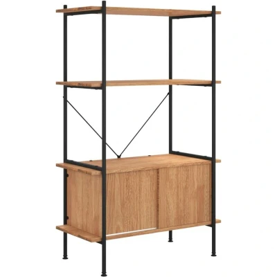 Image of vidaXL 4 Tier Shelving Unit with Cabinet 80x40x130 cm Steel and Engineered Wood