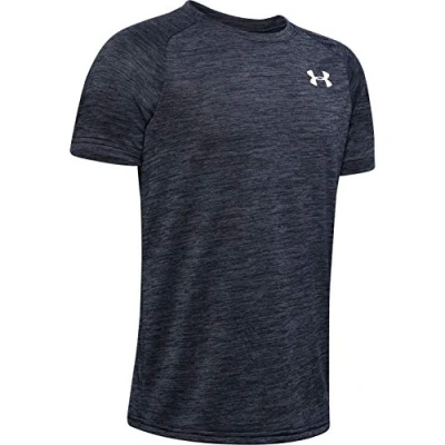 Image of Under Armour Tech 2.0 SS, Breathable and comfortable sports t shirt, short sleeved quick drying gym clothes for boys Boys, Black (Black / White), YL