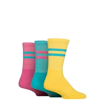 Image of Mens 3 Pair SOCKSHOP Performance Leisure Socks Bubblegum / Marine Lemon 7 11