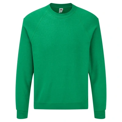 Image of Fruit of the Loom Mens Raglan Sleeve Belcoro Sweatshirt (Heather Green) Multicolour Cotton Size Large