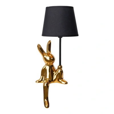 Image of Näve Helge table lamp, gold, height 45 cm, ceramic/fabric