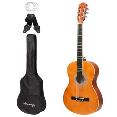 Image of World Rhythm 4/4 Classical Guitar Natural Spanish for Beginners, Full Size Guitar, Ideal Children Aged 12+