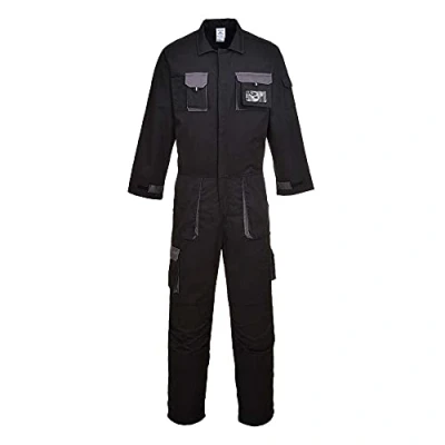 Image of Portwest Texo Contrast Coverall, Size: M, Colour: Black, TX15BKRM