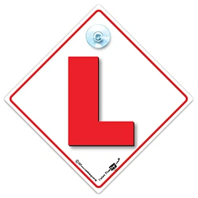 Image of L Plate Suction Cup Car Sign, Learner Driver New Red Advisory Sign in and White 14cm x