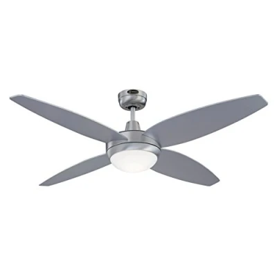 Image of 72505 Celestia II One Light 122 cm Three Blade Indoor Ceiling Fan, Brushed Aluminum Finish with Opal Frosted Glass
