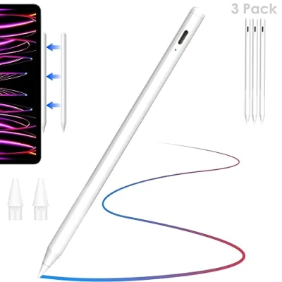Image of TECHGEAR [3 Pack] Stylus Pen for iPad 2018 2023,iPad Pencil with Palm Rejection/Tilt Sensitivity/Magnetic Attach 6/7/8/9th Gen Pro 12.9/11&#039;&#039; Air 3/4/5th Mini 5/6th