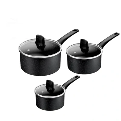Image of Tefal Titanium Stone, Set 3 pcs, Sauce Pans 16/18/20 cm + Lids, High Performance Non Stick Coating, Metal Spatula Safe, All Hobs Including Induction, E105S345