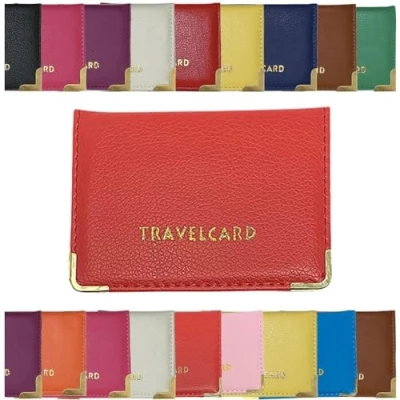 Image of AlezyB 1x Red Bus Pass Holder Travel Card, Credit Card and ID for Men Women Soft Leather, Cases &amp; Money Organisers