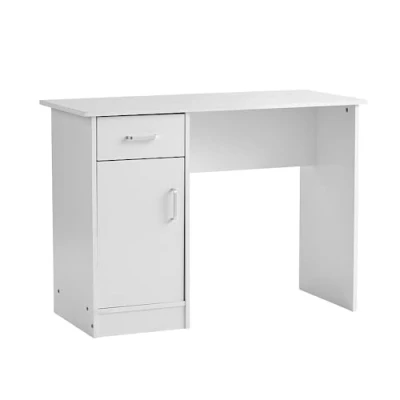 Image of Tyler Home Source Desk White 1 Drawer Door Compact Computer Workstation Office Table