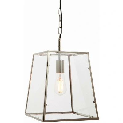 Image of Hurst Pendant Bright Nickel Plate &amp; Clear Glass 1 Light Dimmable IP20 E27