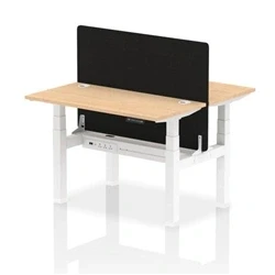 Image of Air B2B 1200x600mm Adjustable 2P Bench Desk CP Maple/White + Screen