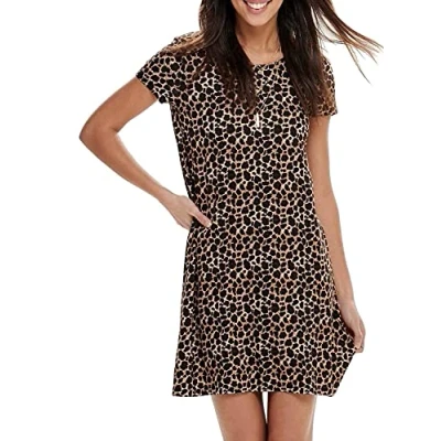 Image of ONLY Women&#039;s Onlbera Back Lace Up S/S Jrs Noos Dress, Black 6, 12 UK