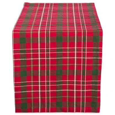Image of DII Tartan Holly Plaid, Cotton, Red &amp; Green, Christmas Table Runner, 14x72