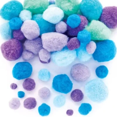 Image of Baker Ross AX991 Mermaid Pom Craft Set Pack of 250, Card Making Supplies, Arts and Crafts Accessories, Embellishments for Crafting