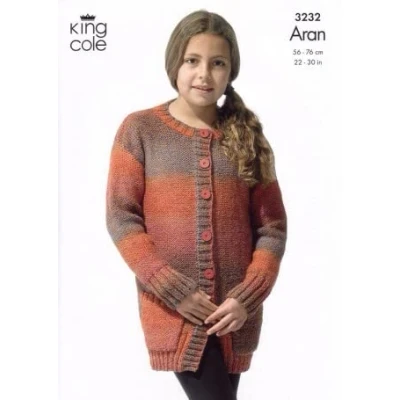 Image of King Cole Children&#039;s Jackets Twist Aran Knitting Pattern 3232