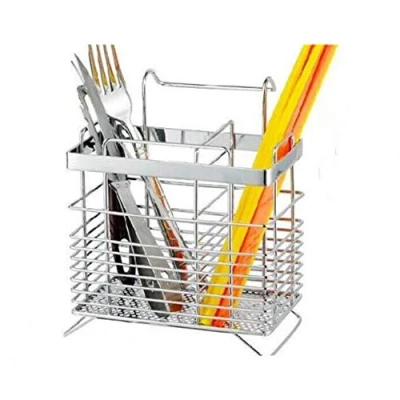 Image of Stainless Steel Drainer Rack, Drain Cutlery Holder, Spoon Fork Organizer Bucket, Chopsticks Holer,Kitchenware Tableware Storage Box, Utensils Spatula Stand, Holder Tray Kitchen Tools