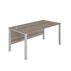 Image of 1200X800 Goal Post Rectangular Desk Grey Oak Silver