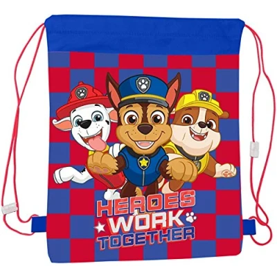 Image of Paw Patrol Heroes Work Together Children&#039;s Character Pull String School Gym Shoe Swim P.E. Bag
