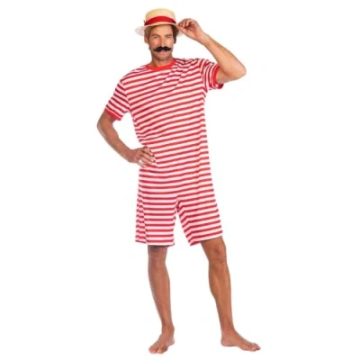 Image of amscan 9908834 Adults Red 1920&#039;s Swimsuit Fancy Dress Costume Outfit (Standard)