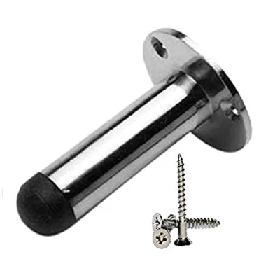 Image of Merriway Chrome Plated BH01665 75mm (3 inch) Projecting Wall Mounted Pillar Door Stop, 75 mm