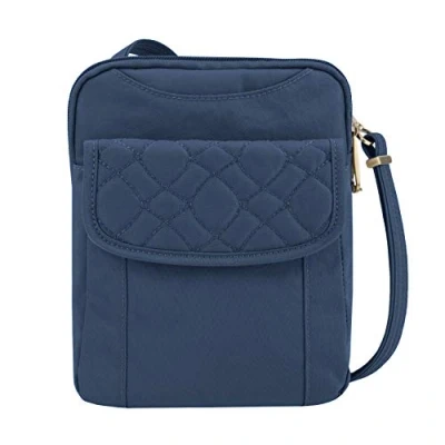 Image of Travelon Anti theft Signature Quilted Slim Pouch, Ocean, One Size, Pouch