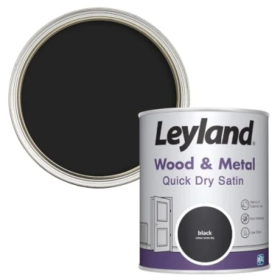 Image of Leyland Wood &amp; Metal Quick Dry Satin, Black, 750ml