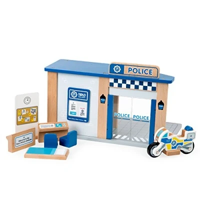Image of Tidlo T0503 Wooden Police Station with Accessories, Multi Color