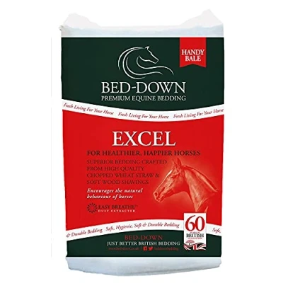 Image of Bed Down Excel Horse &amp; Small Animal Poultry Dust Extracted Chopped Wheat Straw And Flake Soft Wood Shavings 50/50 Mix Premium Quality Bedding With Lemon Fragrance Handy Bale 2 x 10kg