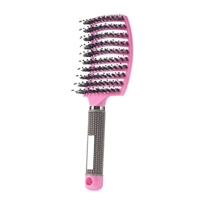 Image of Voremy Ultra Detangler Magic Brush, Anti Static Boar Bristle Hair Fast Blow Drying Hairstreaq Detangling Wet Or Dry Use For Men,Women, Kid Long,Thick,Thin,Curly, Tangled (Pink)