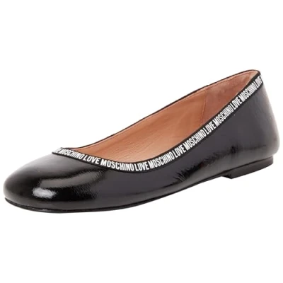 Image of Love Moschino LOGO Ballet pumps, Women&#039;s, Size: 4, Nero Leather and textile