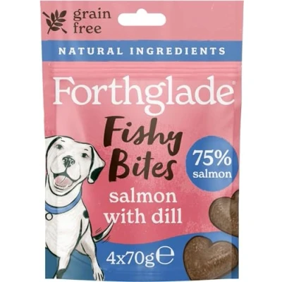Image of Forthglade Salmon with Dill Fishy Bites 100% Natural Indulgent Dog Treats Grain Free, Air Dried to Lock in Goodness Suitable for 2+ Months 4 x 70g Resealable Bags