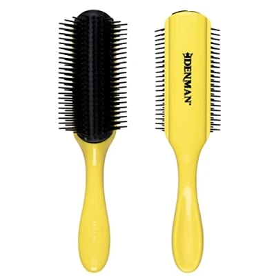 Image of Denman Curly Hair Brush D4 (Yellow) 9 Row Styling For Styling, Smoothing Longer and Defining Curls Women Men