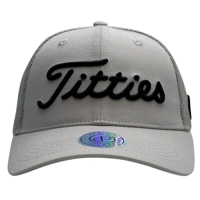 Image of GP POWER GOLF Original Titties Mesh Hat White Trucker Cap with Adjustable Strapback, Grey, One size