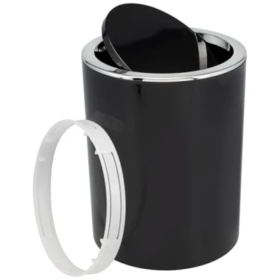 Image of bremermann bathroom Range SAVONA cosmetics bin with swing top lid, bin, plastic (black)