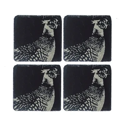 Image of The Just Slate Company Set of 4 Pheasant Coasters
