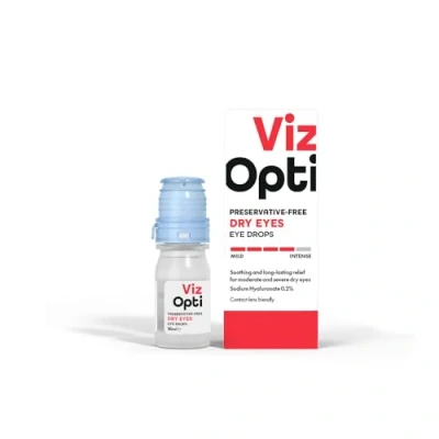 Image of VizOpti Preservative Free Dry Eye Drops, 10ml, with Sodium Hyaluronate 0.2%, Contact Lens Friendly