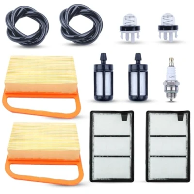 Image of AUMEL Air Pre Filter Cleaner with Fuel Line Spark Plug Kit Fit Stihl TS410 TS420 Lawn Mower Replace 4238 140 1800 4401 42381410300B