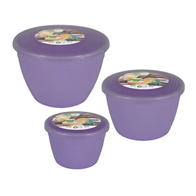 Image of Just Pudding Basins 3 Smaller Sizes in One Set Steam Bowls, Basin and Lid 1x 1/4 Pint, 1/2 Pint 1 (Lilac)