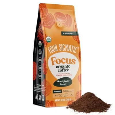 Image of Four Sigmatic Mushroom Ground Coffee, Coffee with Lions Mane, Chaga, &amp; Powder