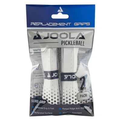 Image of JOOLA Pickleball Paddle Grip Tape White Replacement Wrap for Racket Moisture Wicking Perforated Surface &amp; Contoured Comfort Handle Use with Small Overgrip
